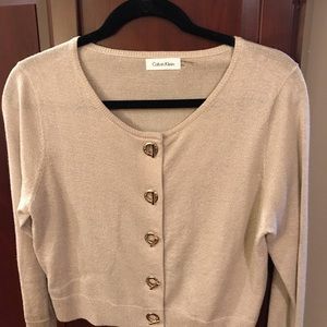 Calvin Klein Gold Metallic Cropped Cardigan